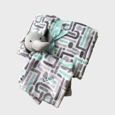 Personalised Luvable Friends Plush Blanket With Sherpa Backing Elephant Maze 40402 - Little Kooma