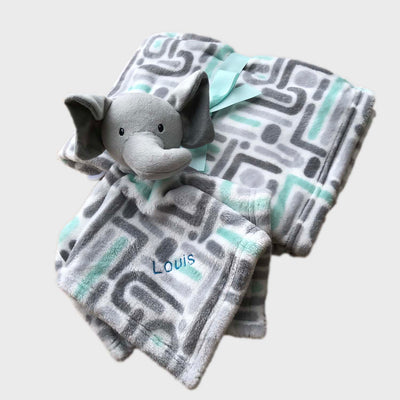 Personalised Luvable Friends Plush Blanket With Sherpa Backing Elephant Maze 40402 - Little Kooma
