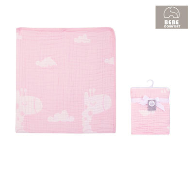 Baby Muslin Blanket 6 Layers Giraffe Clouds - Little Kooma