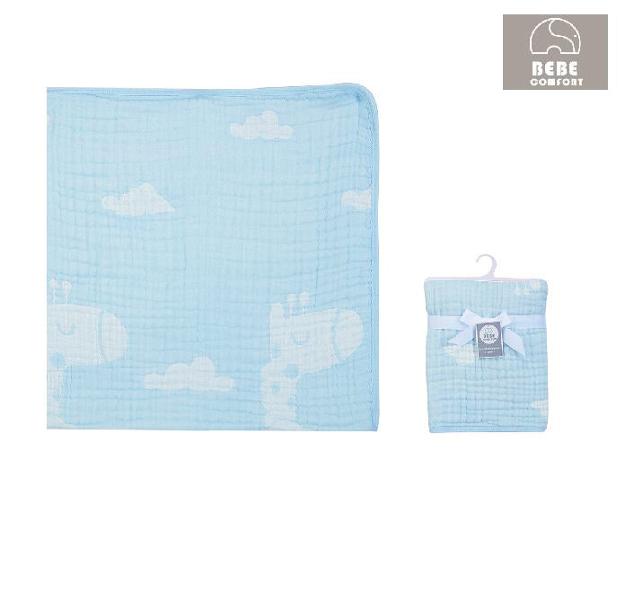 Baby Muslin Blanket 6 Layers Giraffe Clouds - Little Kooma