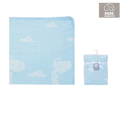 Baby Muslin Blanket 6 Layers Giraffe Clouds - Little Kooma