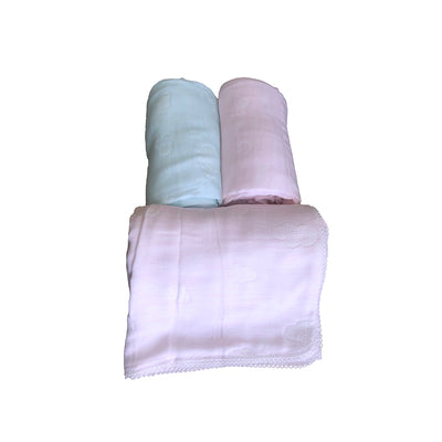 Baby 4 Layers Super Soft Muslin Blanket Clouds Pink BC51211 - Little Kooma