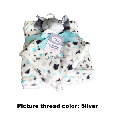 Personalised Luvena Fortuna Plush Blanket n Security Blanket Set Blue Bunny S19629 - Little Kooma