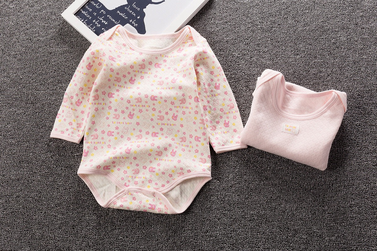 Baby Girls Long Sleeve Bodysuit Pink Bunny 2 Pack - Little Kooma