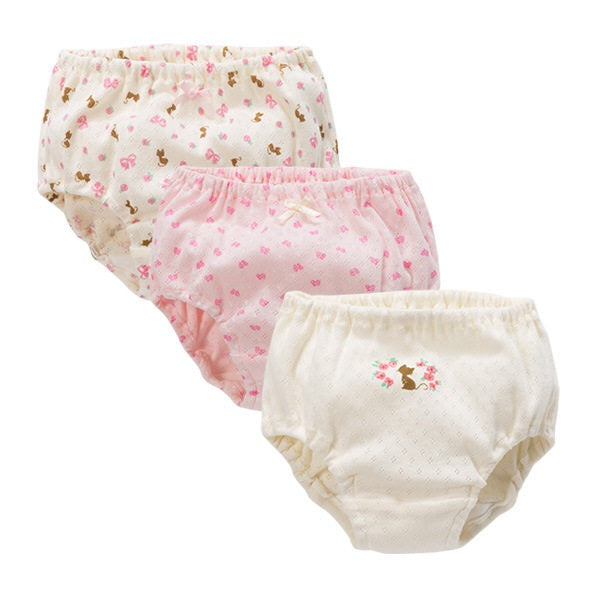 Baby Kid Girls Net Cotton Brief Underwear Pink Cats 3 Pack - Little Kooma