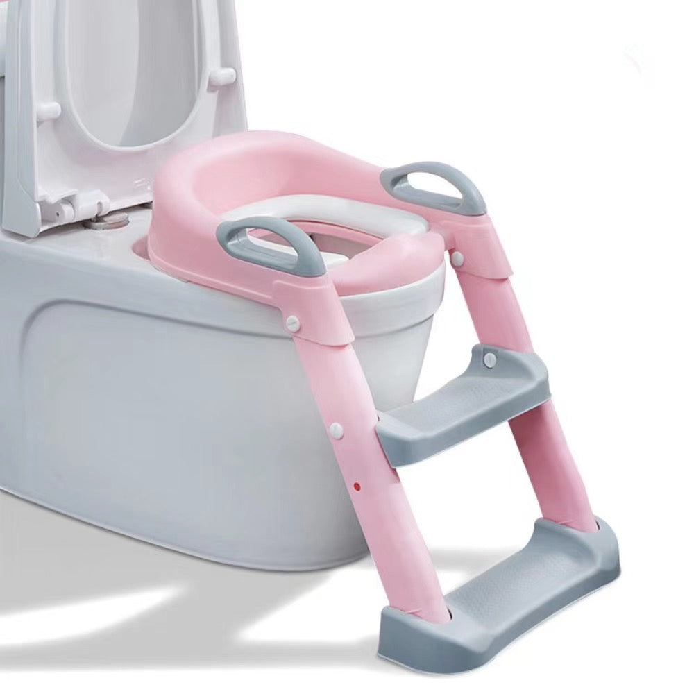 Baby Toddler Kids Boy Girl Standard Potty Training Seat with Ladder Toilet Seat with Step Stools Non-Slip Potty Chair with Splash Guard and Handles - Little Kooma