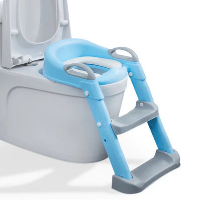 Baby Toddler Kids Boy Girl Standard Potty Training Seat with Ladder Toilet Seat with Step Stools Non-Slip Potty Chair with Splash Guard and Handles - Little Kooma