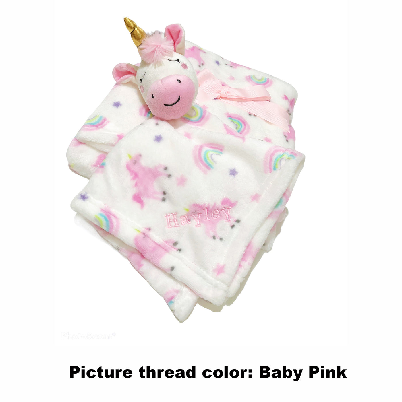 Personalised Luvable Friends Plush Blanket With Sherpa Backing Rainbow Unicorn 40405 - Little Kooma