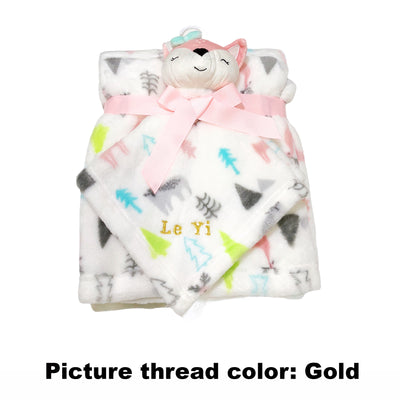 Personalised Luvena Fortuna Plush Blanket n Security Blanket Set Blue Bunny S19629 - Little Kooma
