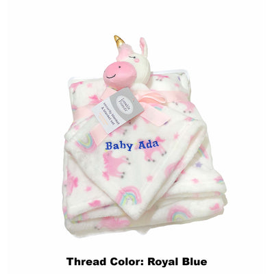 Personalised Customized Luvable Friends Plush Blanket With Sherpa Backing Rainbow Unicorn 40405 - Little Kooma