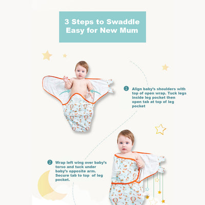Baby Wrap Swaddle Magic Tape 0-7 months 2pc Pack - Little Kooma