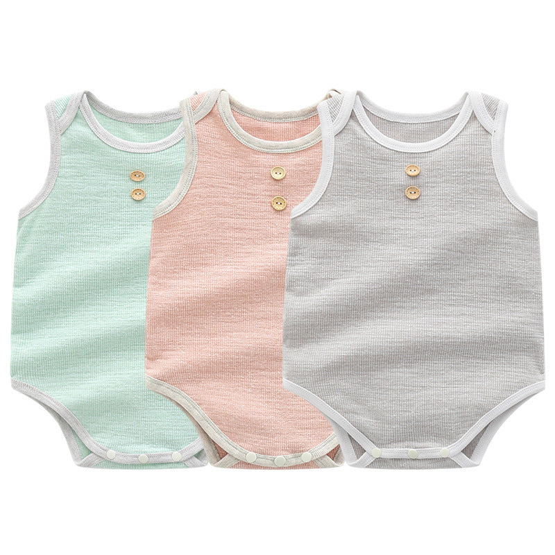 Baby Boy Girl Plain Color Sleeveless Bodysuit n Shorts Set - Little Kooma