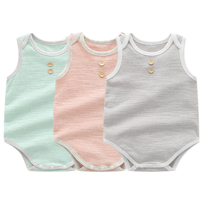 Baby Boy Girl Plain Color Sleeveless Bodysuit n Shorts Set - Little Kooma