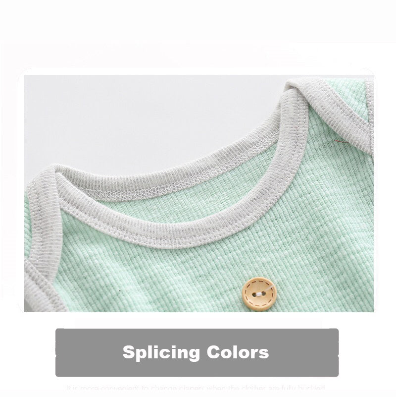 Baby Boy Girl Plain Color Sleeveless Bodysuit n Shorts Set - Little Kooma