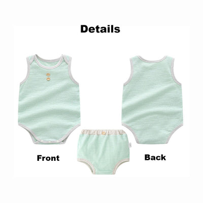 Baby Boy Girl Plain Color Sleeveless Bodysuit n Shorts Set - Little Kooma