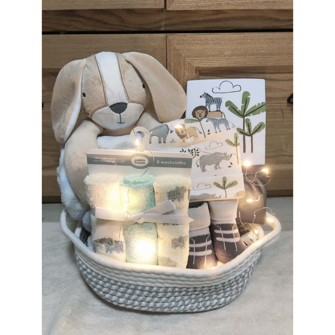 New Born Baby Boy LED Light Diaper Layette Toy Blanket Jungle Animal Gift Hamper - Little Kooma