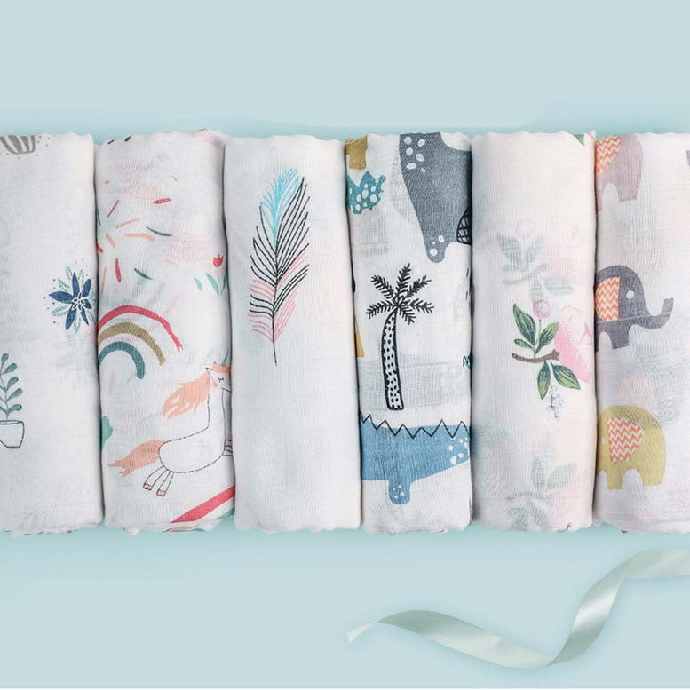 New Born Baby Bamboo Cotton Swaddle Muslin Blanket - Little Kooma