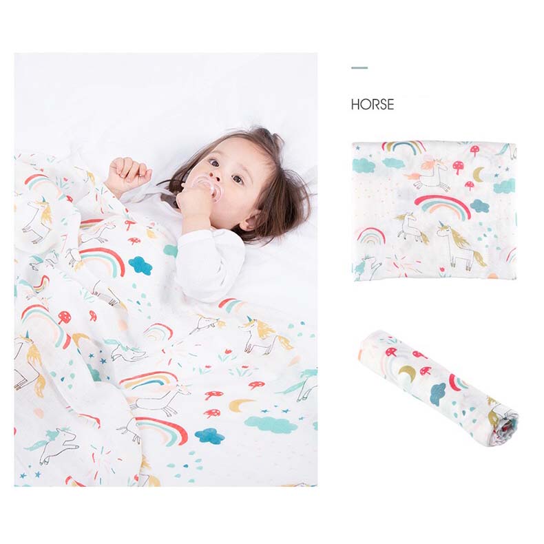 New Born Baby Bamboo Cotton Swaddle Muslin Blanket - Little Kooma
