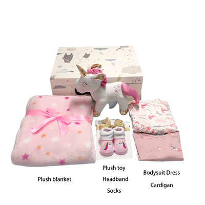 New Born Baby Girl LED Light Gift Box 6 Pcs Unicorn Set - Little Kooma