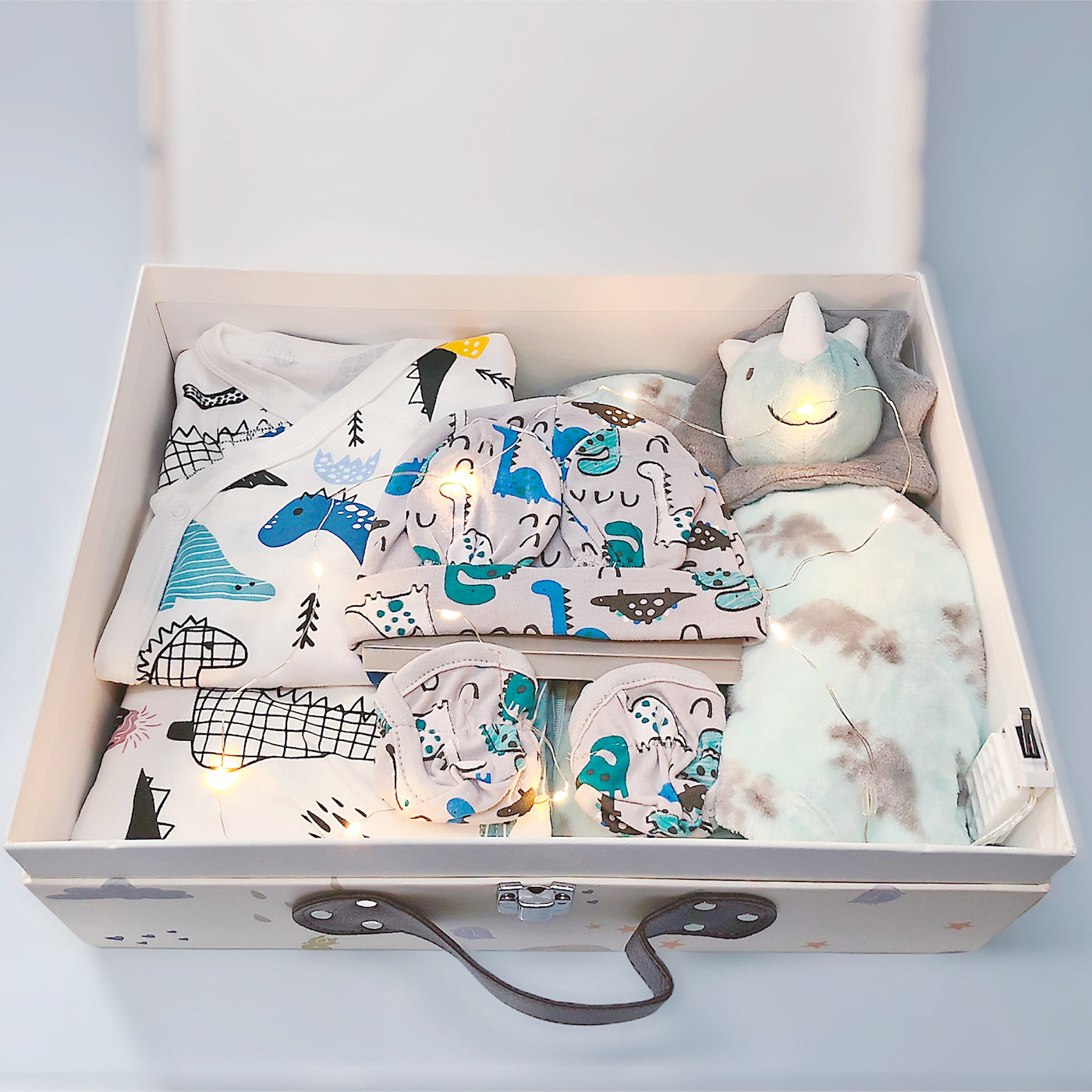 New Born Baby Boy LED Light Gift Box 7 Pcs Dinosaur Set - Little Kooma