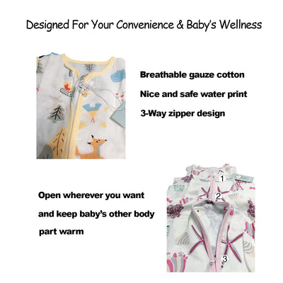 Baby Wearable Muslin Blanket Sleeveless Sleeping Bag 3-Way Zipper Yellow - Little Kooma