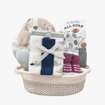 New Born Baby Boy LED Light Diaper Layette Toy Blanket Future All Star Gift Hamper - Little Kooma