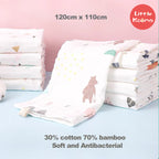 New Born Baby Bamboo Cotton Double Layer Swaddle Muslin Blanket - Little Kooma