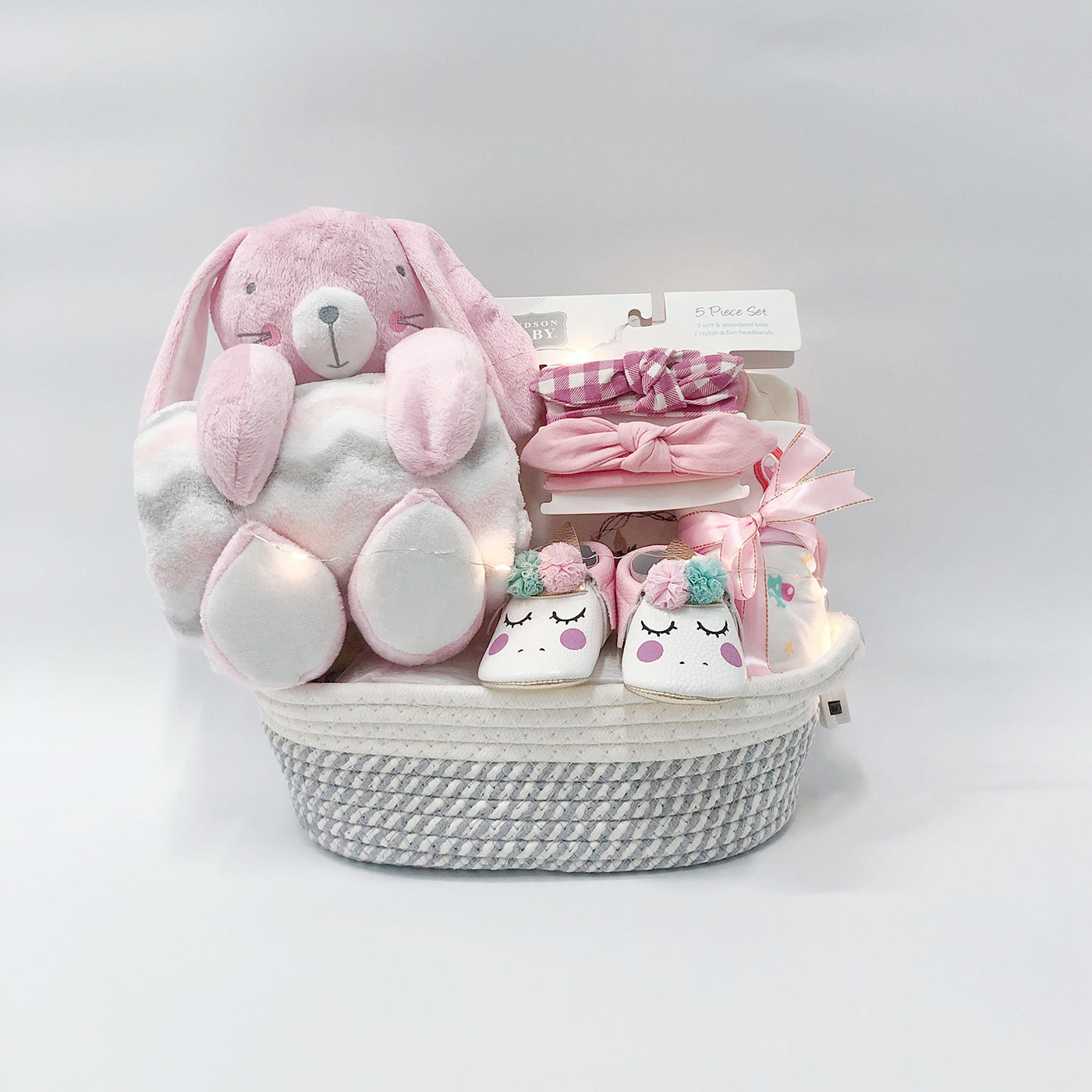 New Born Baby Girl LED Light Diaper Layette Toy Blanket Bunny Deer Flamingo Unicorn Gift Hamper - Little Kooma