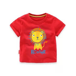Kids Red T-shirt w Lion Casual Outfit - 0725 - Little Kooma