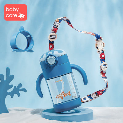 Babycare Baby Water Bottle Straw Cups Baby Training Cup Bottle with Handle 300ml - Little Kooma