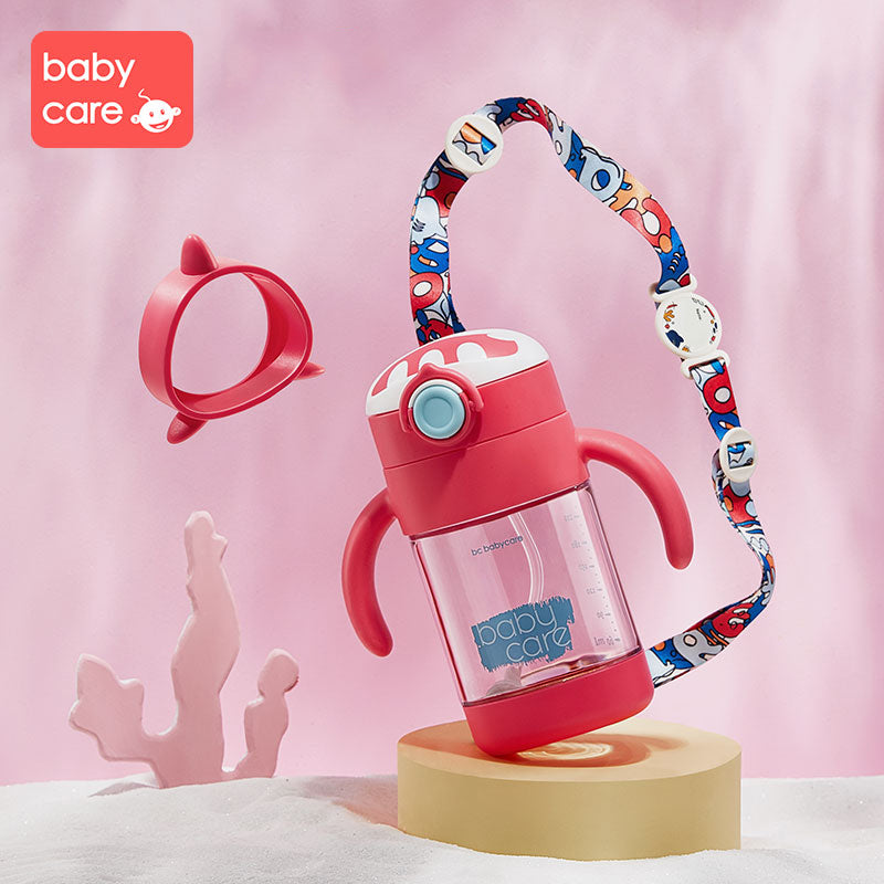 Babycare Baby Water Bottle Straw Cups Baby Training Cup Bottle with Handle 300ml - Little Kooma