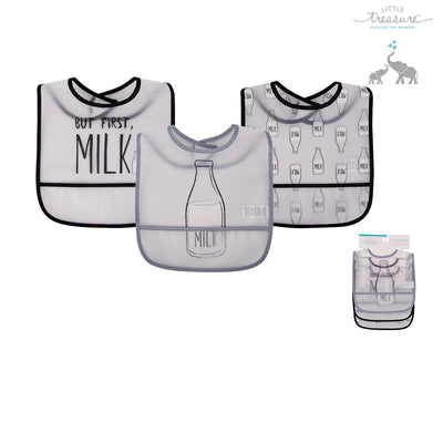 Little Treasure Peva Waterproof Bibs 3 Pcs Pack 75560CH But first Milk - Little Kooma