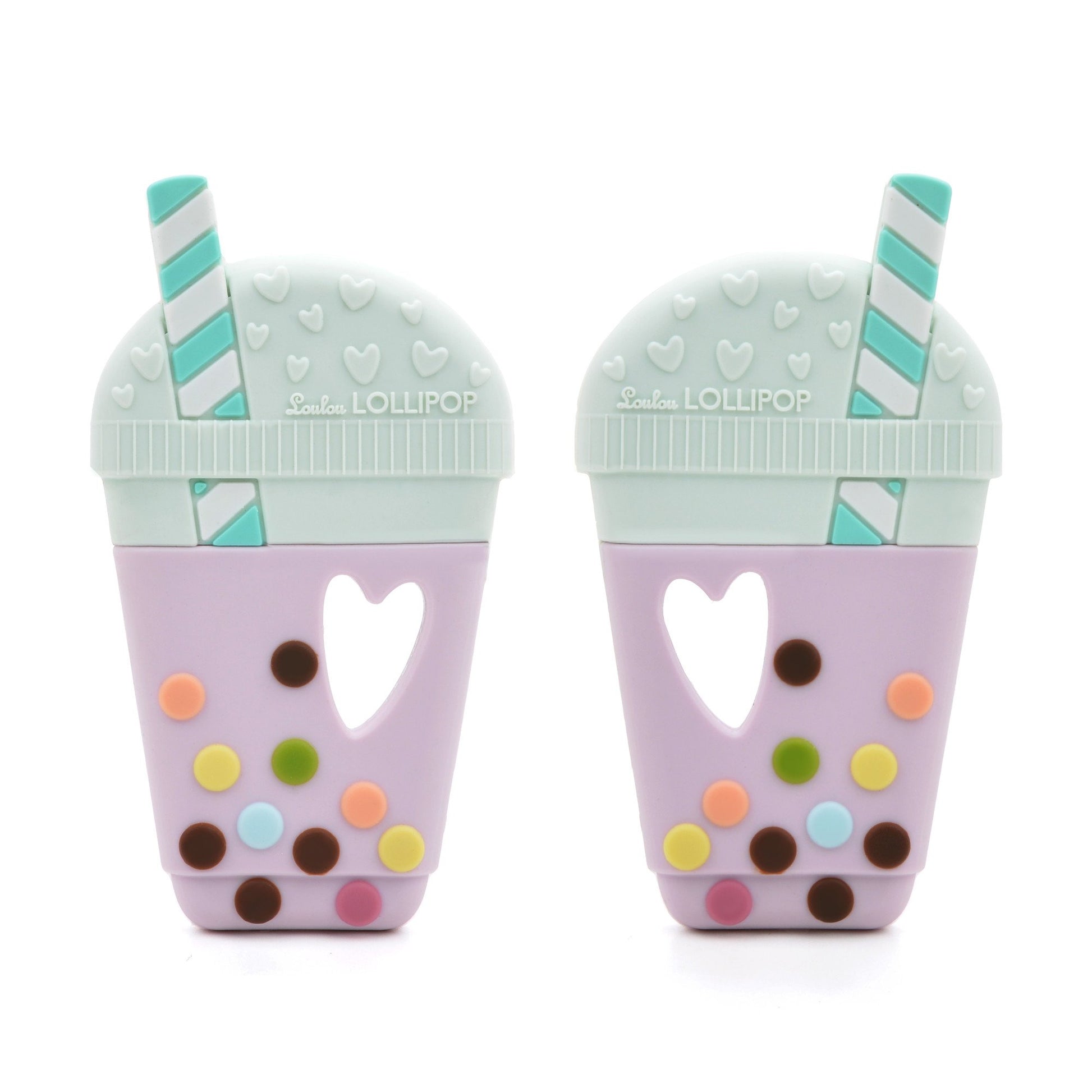 Taro Bubble Tea Baby Teether Set Gem - Lilac Mint - Little Kooma