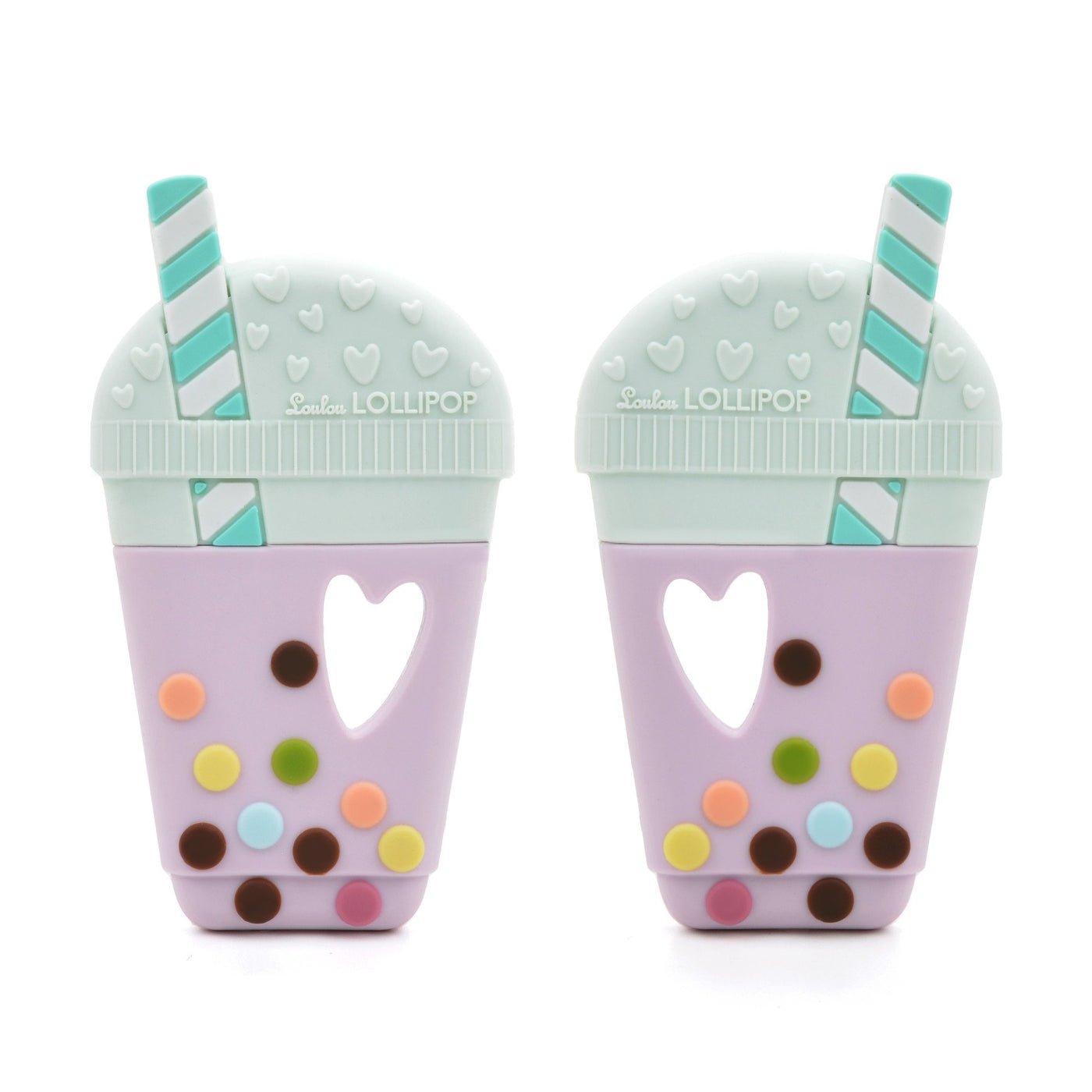 Taro Bubble Tea Baby Teether Set Gem - Lilac Mint - Little Kooma