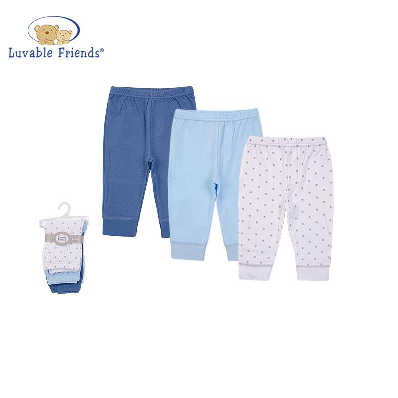 Luvable Friends Baby Girl Pants Set 3pc Blue/Grey Star 56978CH - Little Kooma