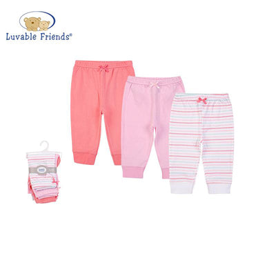 Luvable Friends Baby Girl Pants Set 3pc Scalloped Stripe 56954CH - Little Kooma