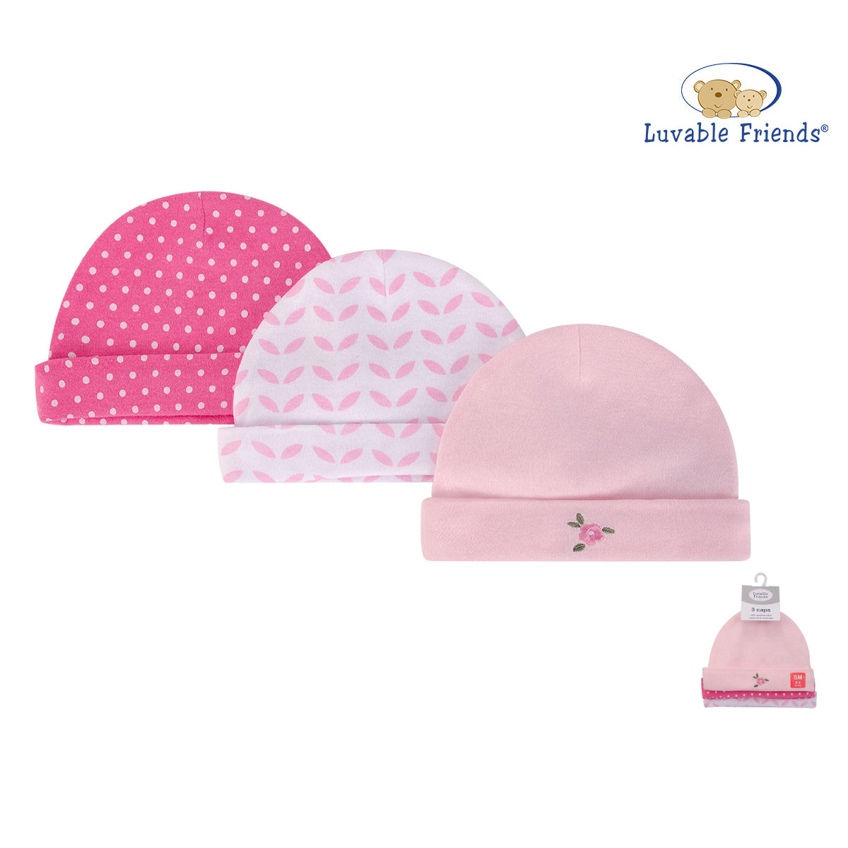 Luvable Friends Baby Hats 3 Pack 34729 - 0528 - Little Kooma
