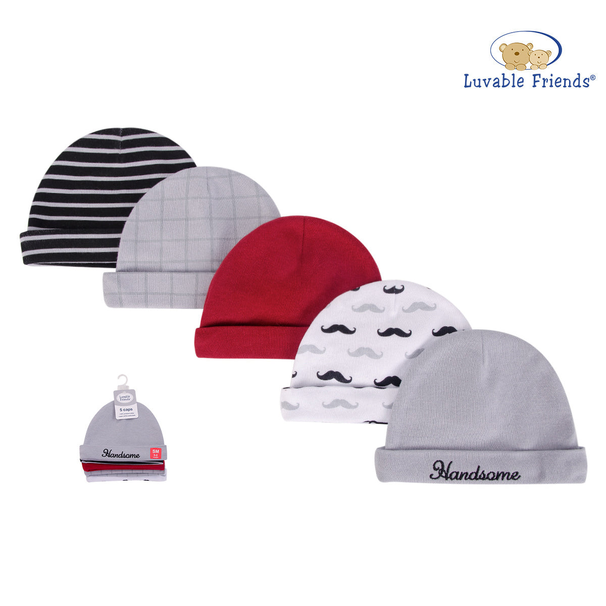 Luvable Friends Baby Hats 5 Pack 34728 - 0528 - Little Kooma