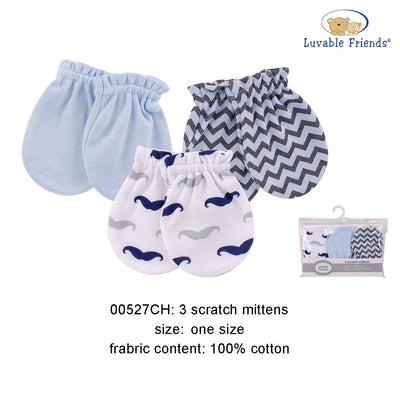 Luvable Friends Baby Scratch Mittens 3 Pairs Pack 00527 - 0512 - Little Kooma