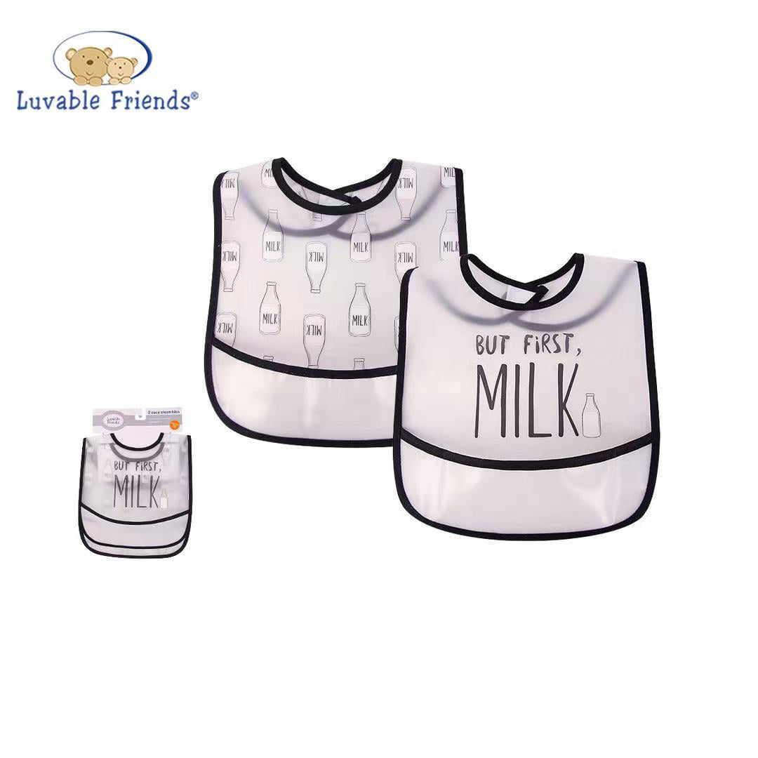 Luvable Friends Peva Waterproof Bibs 2 Pcs Pack 01093 Milk - Little Kooma