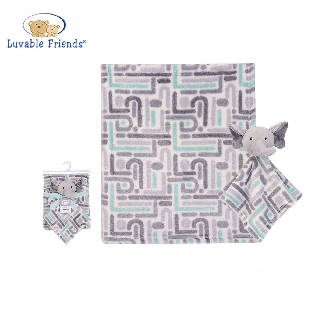 Luvable Friends Plush Blanket With Sherpa Backing Elephant Maze 40402 - Little Kooma