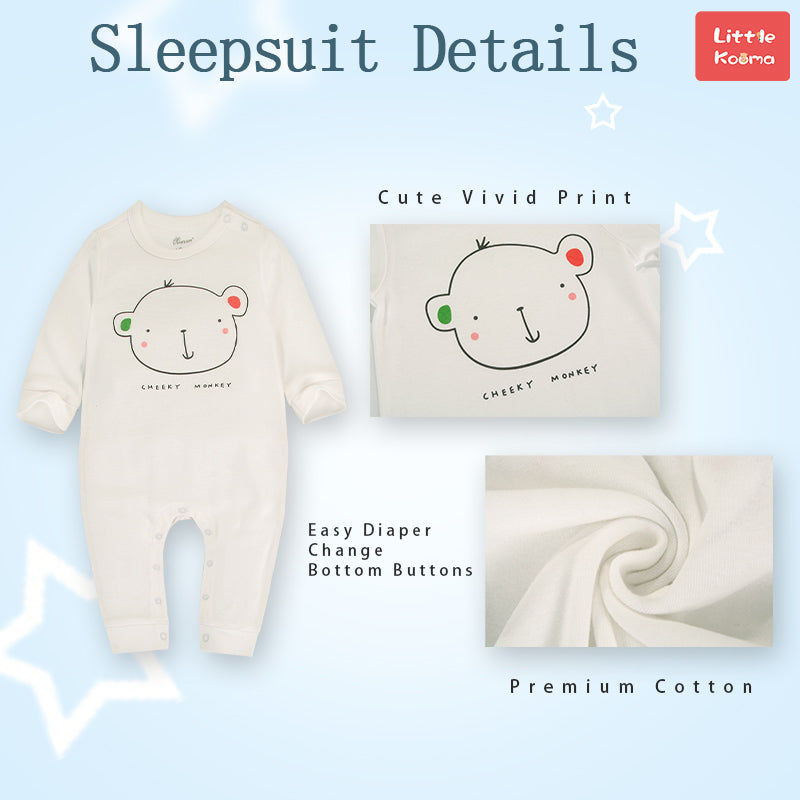 Baby Cheeky Monkey White Jumpsuit All In One - Little Kooma