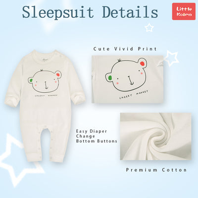 Baby Cheeky Monkey White Jumpsuit All In One - Little Kooma