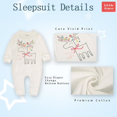 Baby Merry & Bright Reindeer White Jumpsuit All In One - Little Kooma