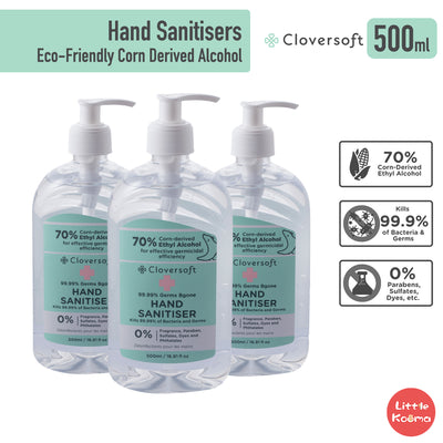 Cloversoft Hand Sanitisers Eco-Friendly Corn Derived Alcohol - 500ml - Little Kooma