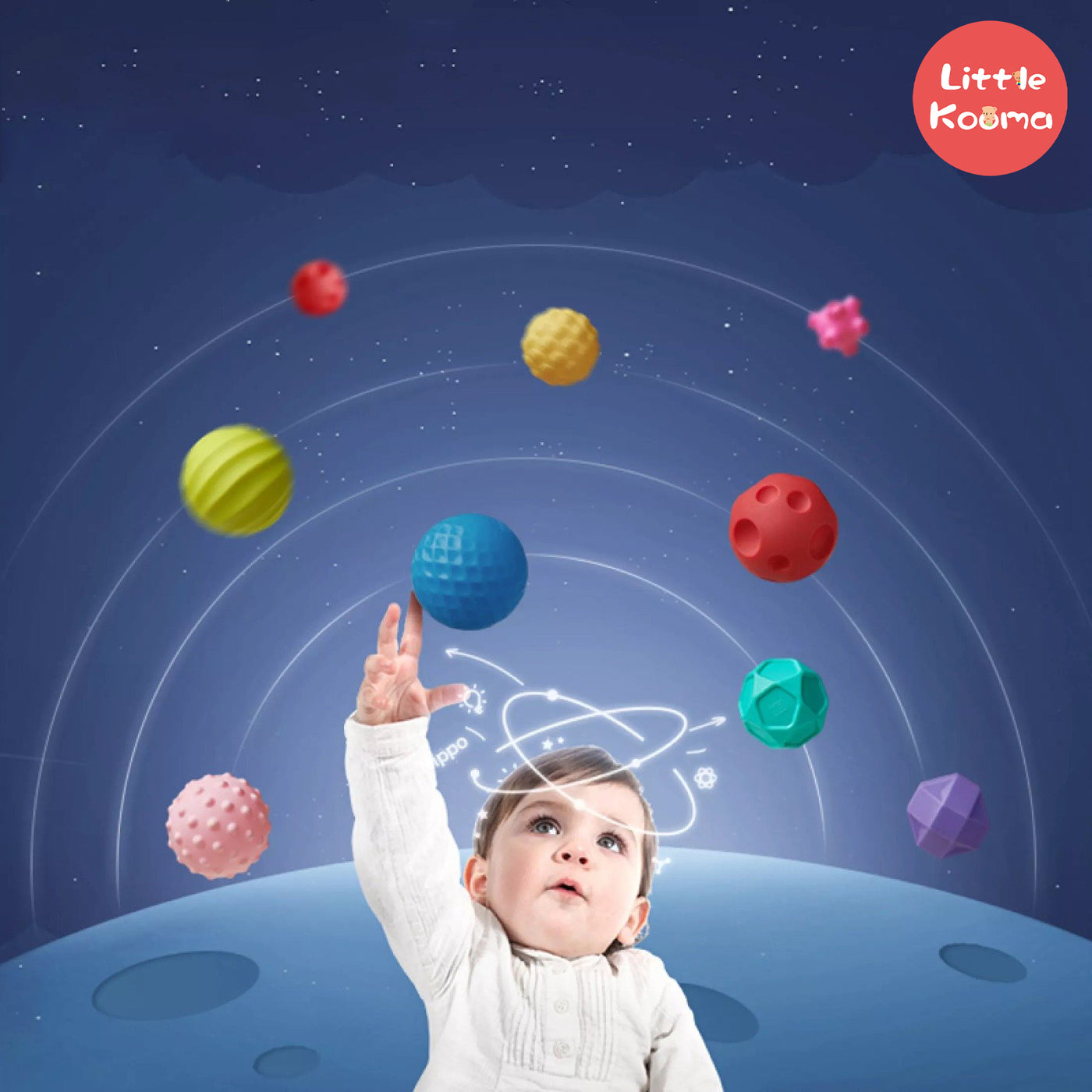 Babycare Soft Tactile Perception Training  Ball 8pcs Baby Hand Ball Baby Grasp Ball Toys - Little Kooma