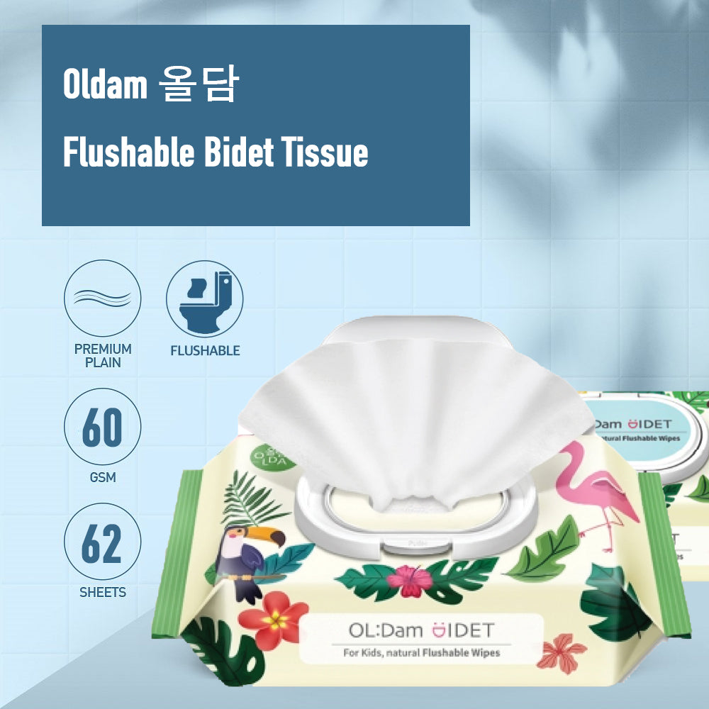 Oldam 올담 Bidet Wet Wipes - Flushable Bidet Tissue Made in Korea - Little Kooma