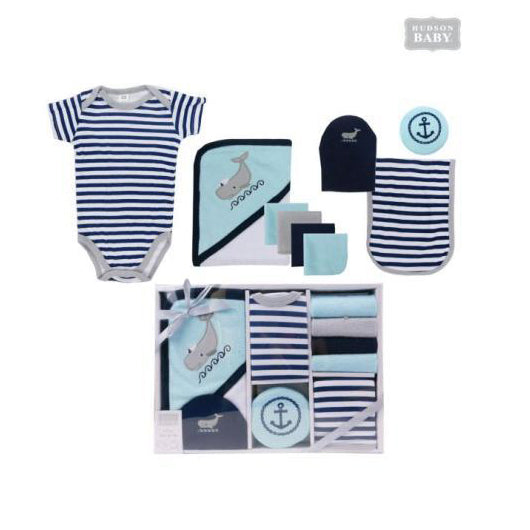 New Born Baby Bath Time Gift Box 9 Pcs Whale 58127 - 0528 - Little Kooma