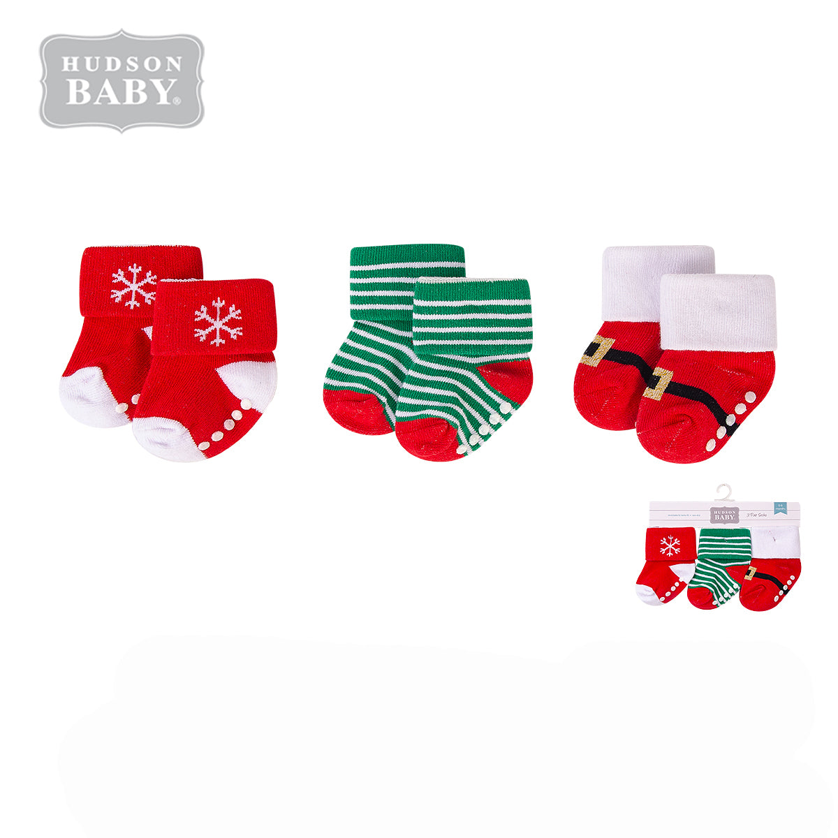 New Born Baby Christmas Santa Terry Socks 3 Pack 00076CH - Little Kooma