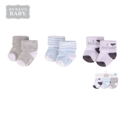New Born Baby Non-skid Terry Socks 3 Pack 00707CH Dad Gray/Mint - Little Kooma